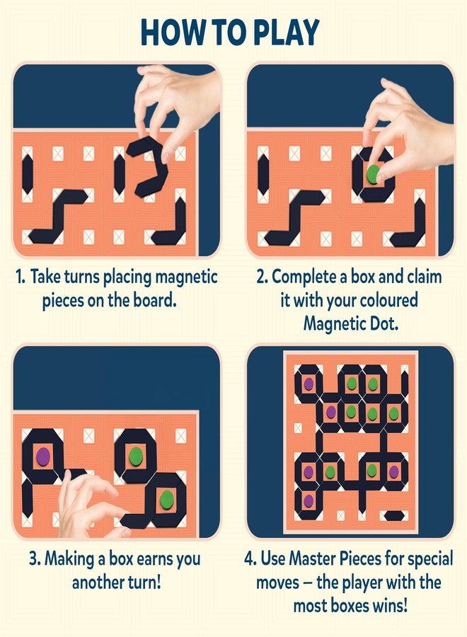Skillmatics Magnetic Dots & Boxes Game - Classic Family Strategy Board Game for Game Nights & Travel, Magnetic Fun for Kids, Teens & Adults, Ages 5, 6, 7, & Up, 2-4 Players - Image 5